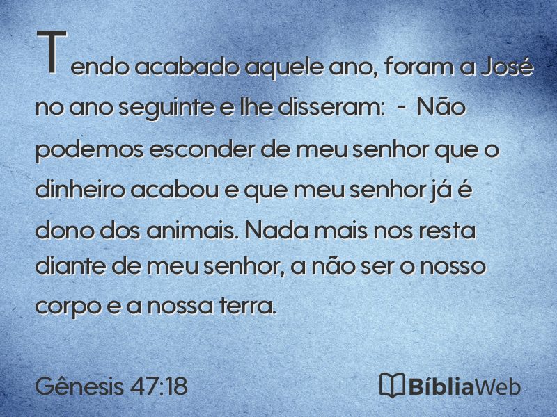 Gênesis 47:18 em imagem para compartilhar