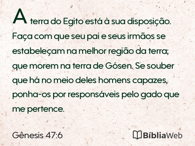 Gênesis 47:6 em imagem para compartilhar
