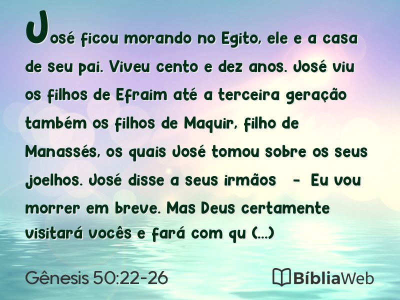 Gênesis 50:22-26 em imagem para compartilhar