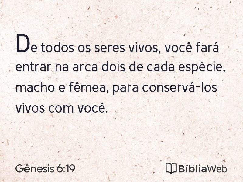 Gênesis 6:19 em imagem para compartilhar