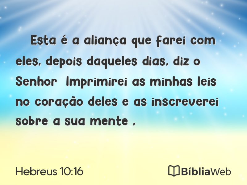 Hebreus 10:16 em imagem para compartilhar