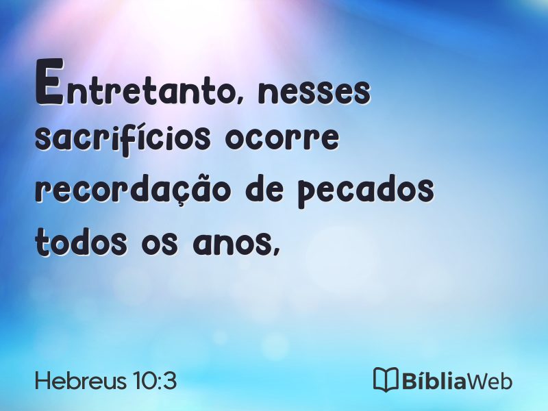 Hebreus 10:3 em imagem para compartilhar