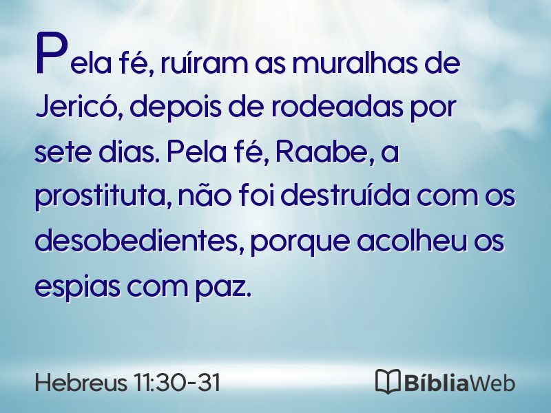 Hebreus 11:30-31 em imagem para compartilhar