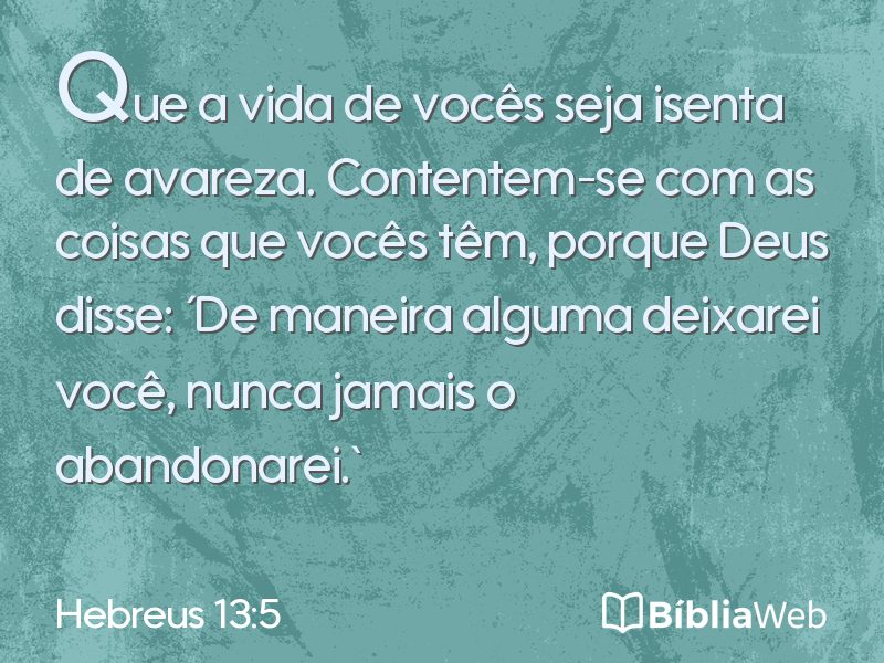 Hebreus 13:5 em imagem para compartilhar