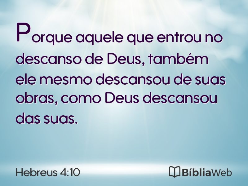 Hebreus 4:10 em imagem para compartilhar