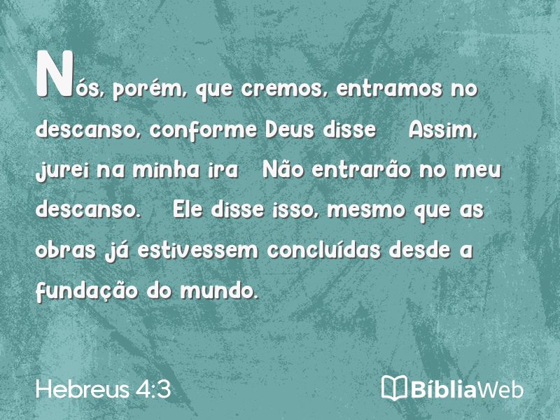 Hebreus 4:3 em imagem para compartilhar