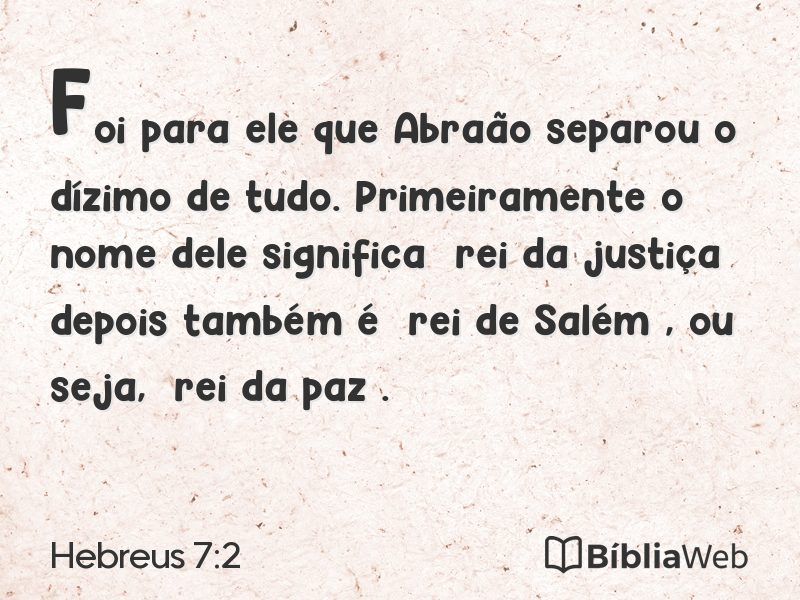 Hebreus 7:2 em imagem para compartilhar