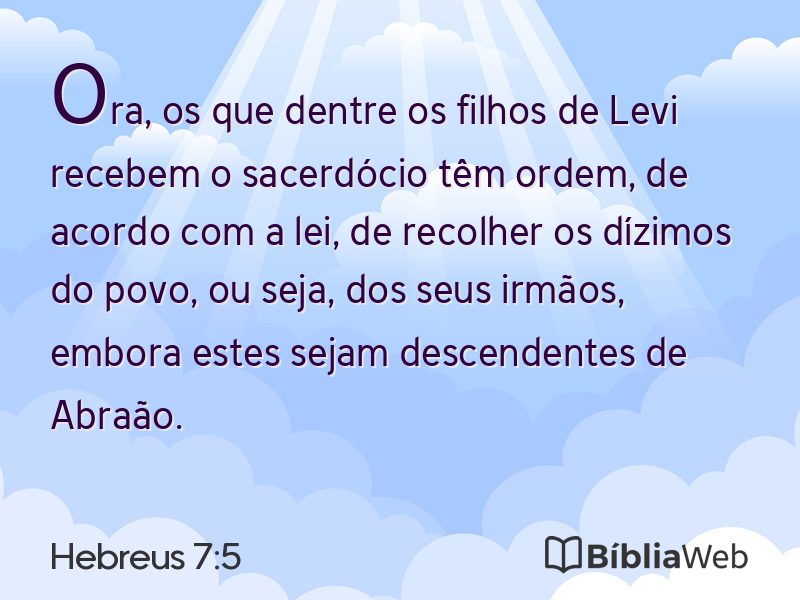Hebreus 7:5 em imagem para compartilhar