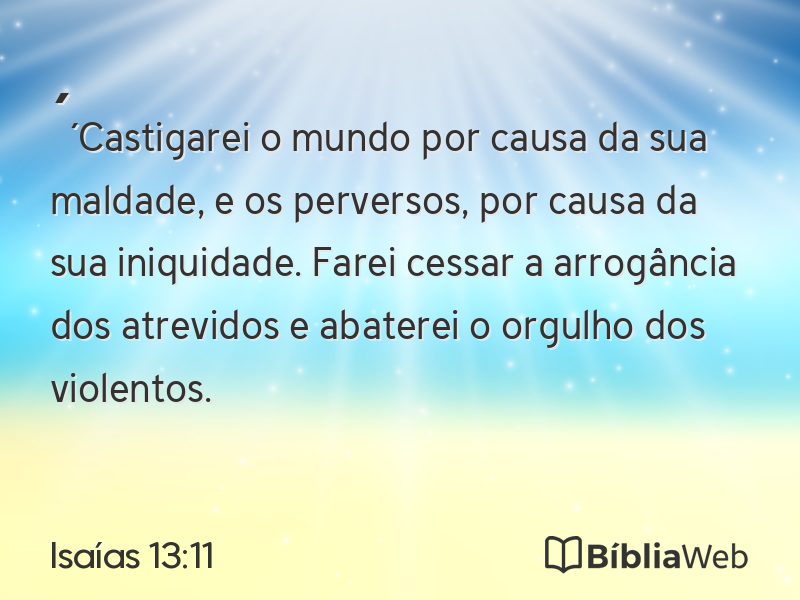 Isaías 13:11 em imagem para compartilhar