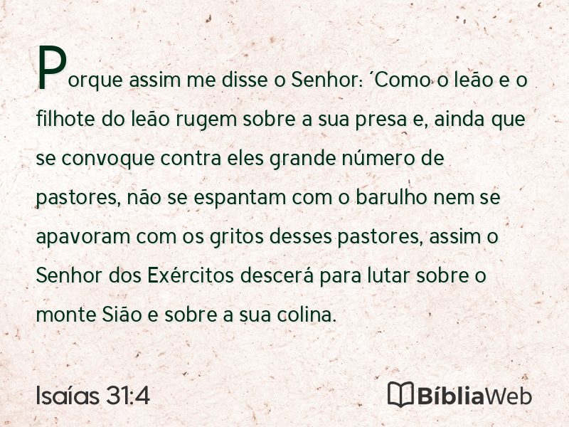 Isaías 31:4 em imagem para compartilhar
