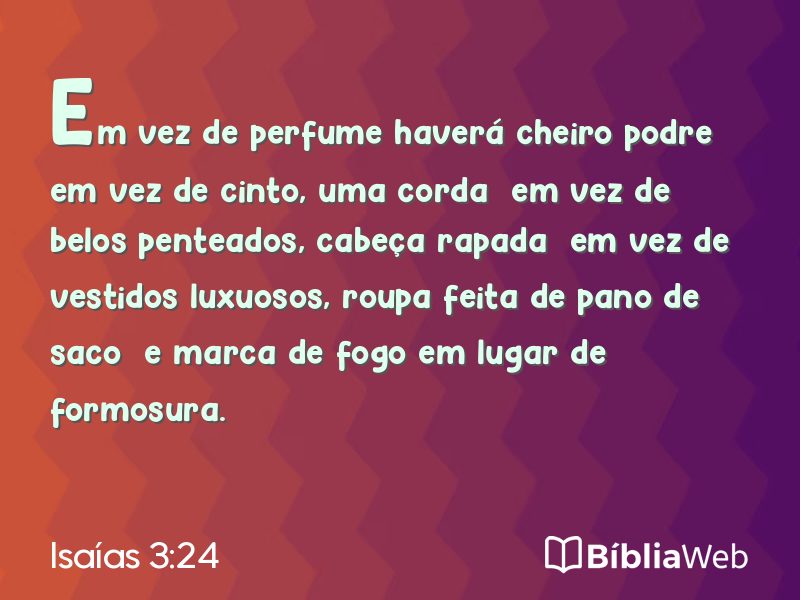 Isaías 3:24 em imagem para compartilhar