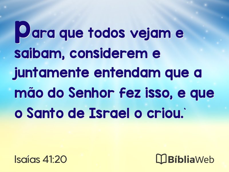 Isaías 41:20 em imagem para compartilhar