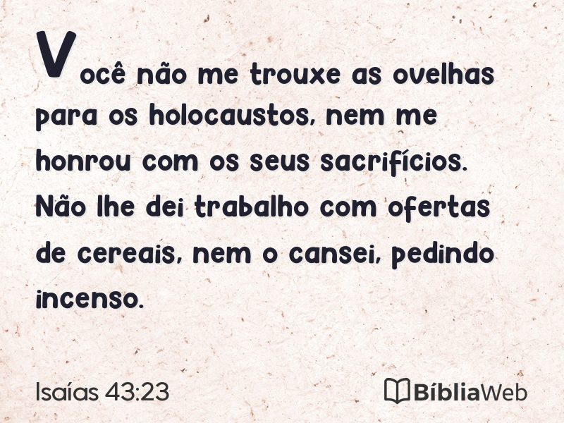 Isaías 43:23 em imagem para compartilhar