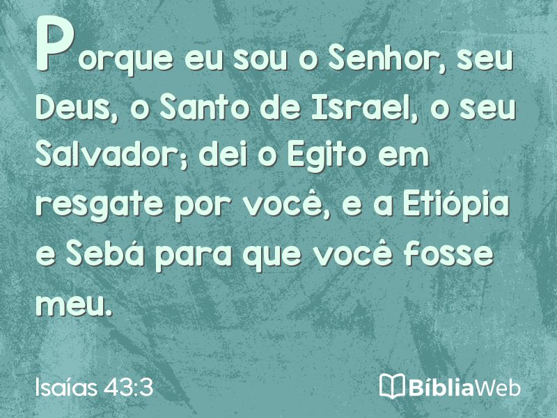 Isaías 43:3 em imagem para compartilhar