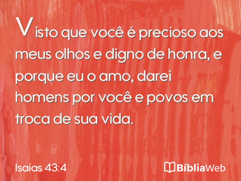 Isaías 43:4 em imagem para compartilhar