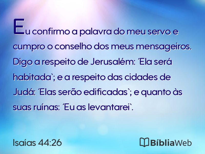 Isaías 44:26 em imagem para compartilhar