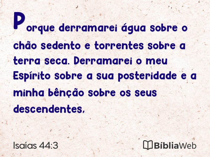 Isaías 44:3 em imagem para compartilhar
