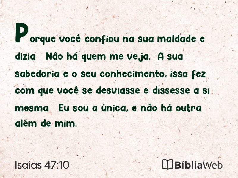 Isaías 47:10 em imagem para compartilhar