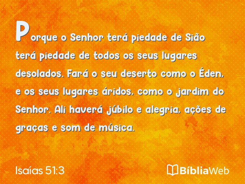 Isaías 51:3 em imagem para compartilhar