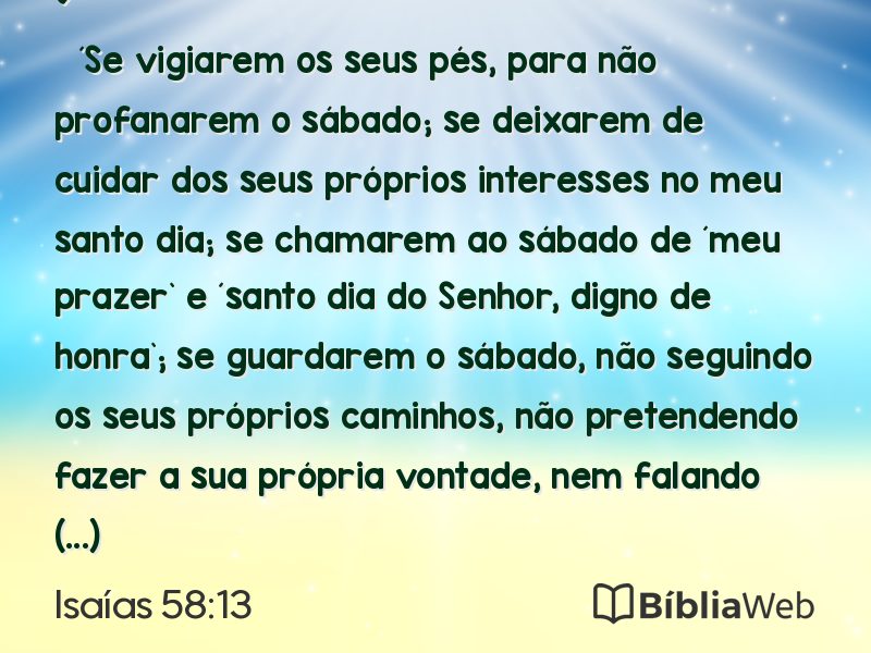 Isaías 58:13 em imagem para compartilhar
