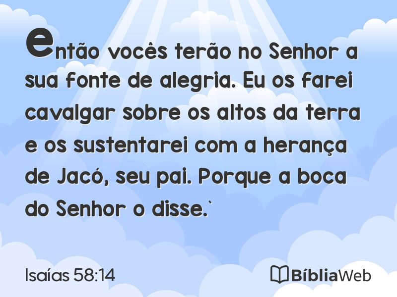 Isaías 58:14 em imagem para compartilhar