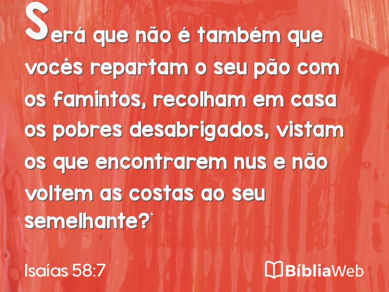 Isaías 58:7 em imagem para compartilhar