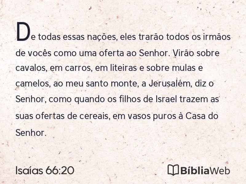 Isaías 66:20 em imagem para compartilhar