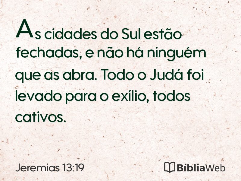 Jeremias 13:19 em imagem para compartilhar