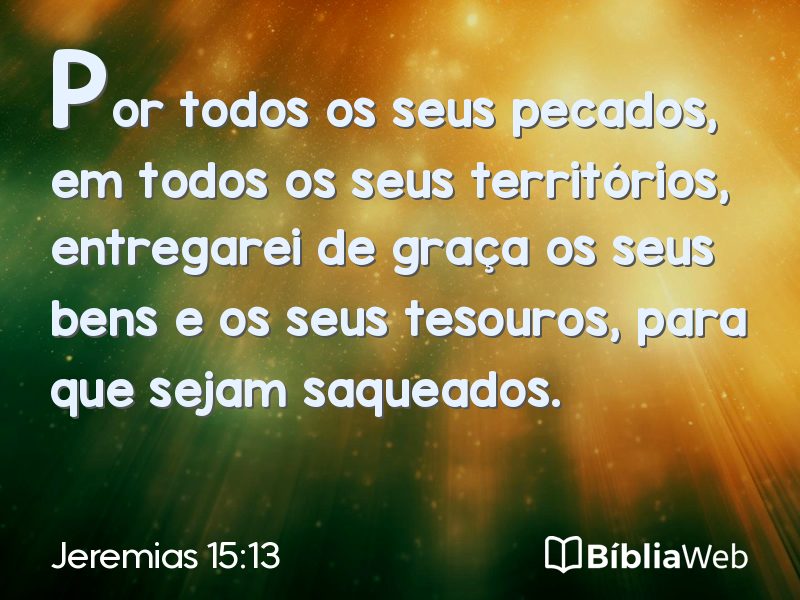 Jeremias 15:13 em imagem para compartilhar
