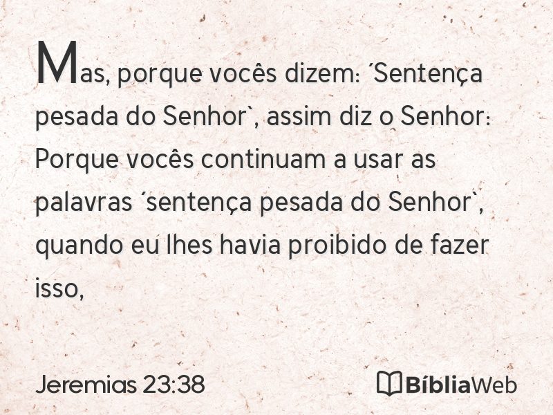 Jeremias 23:38 em imagem para compartilhar