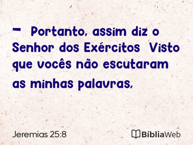 Jeremias 25:8 em imagem para compartilhar