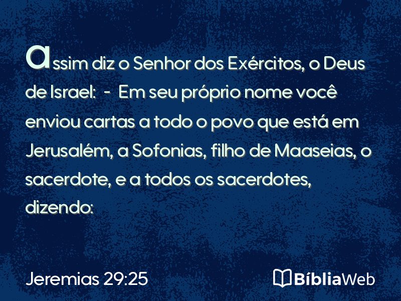 Jeremias 29:25 em imagem para compartilhar