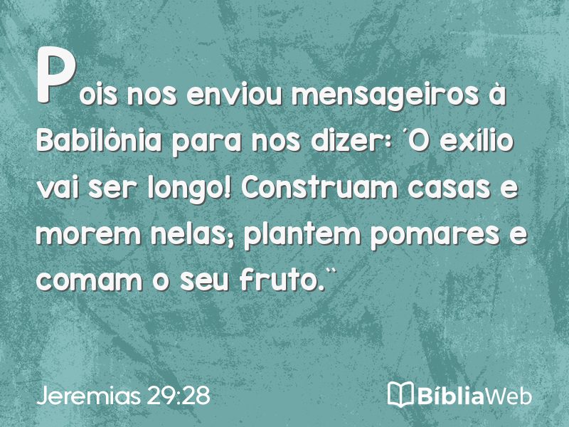 Jeremias 29:28 em imagem para compartilhar