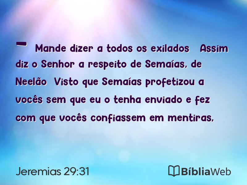 Jeremias 29:31 em imagem para compartilhar