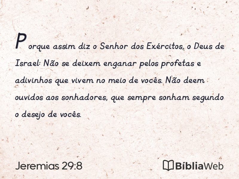 Jeremias 29:8 em imagem para compartilhar