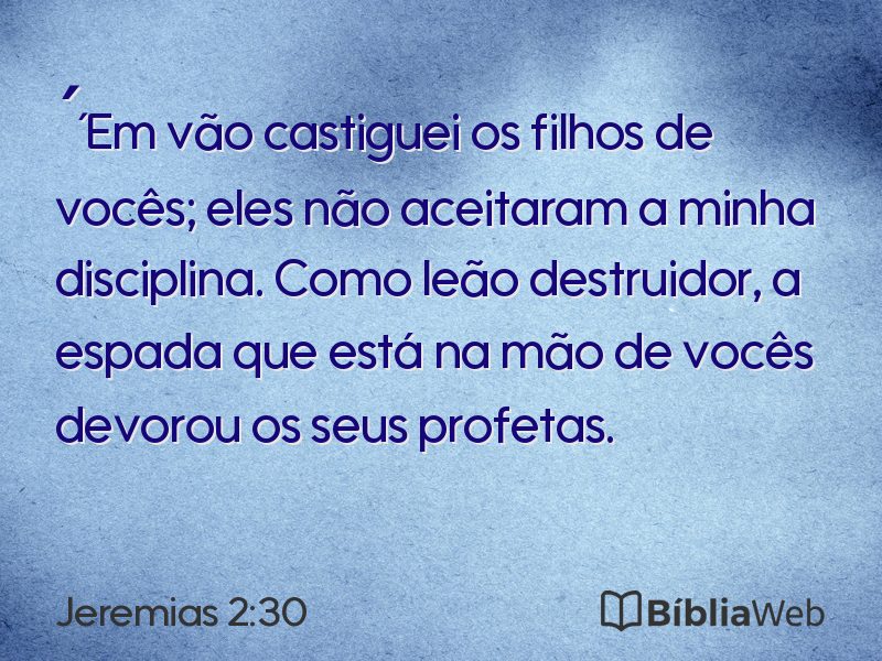 Jeremias 2:30 em imagem para compartilhar