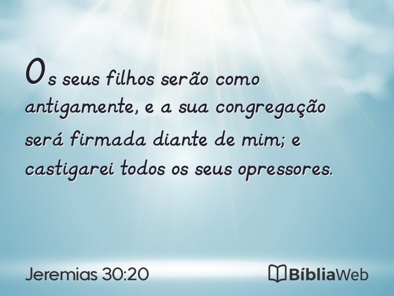 Jeremias 30:20 em imagem para compartilhar