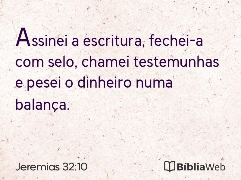Jeremias 32:10 em imagem para compartilhar