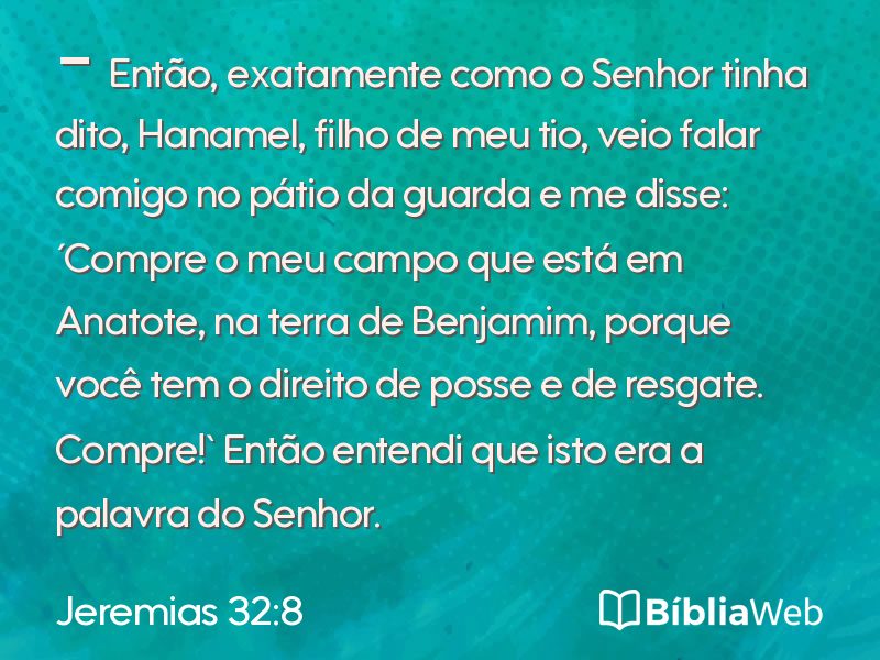 Jeremias 32:8 em imagem para compartilhar