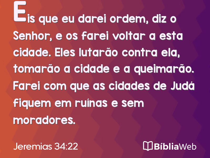 Jeremias 34:22 em imagem para compartilhar