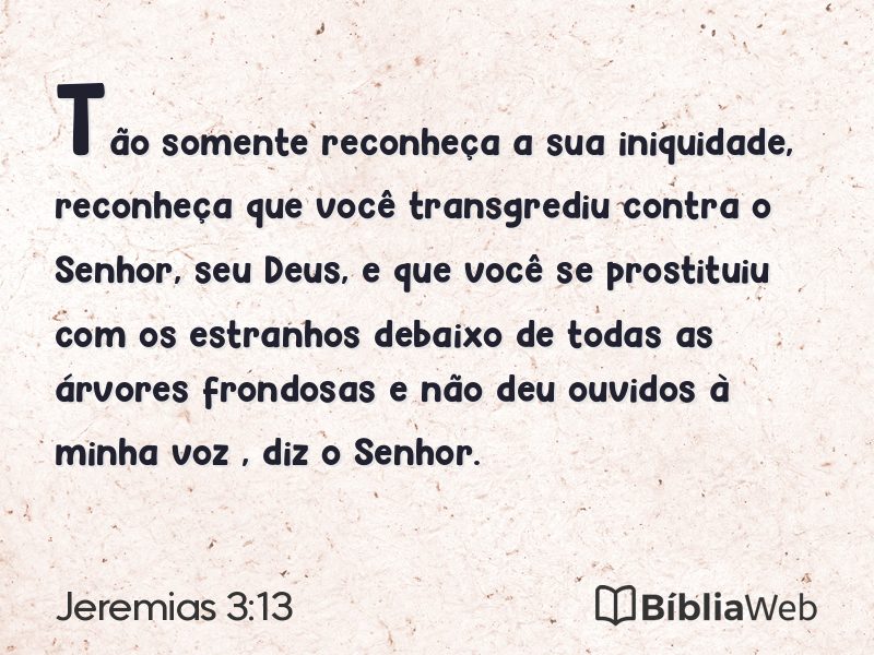 Jeremias 3:13 em imagem para compartilhar