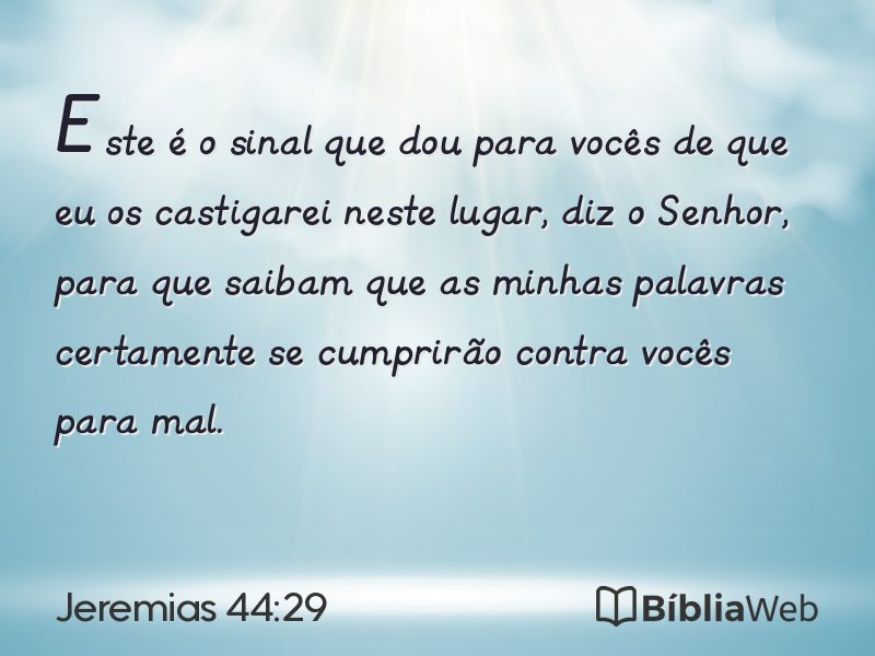 Jeremias 44:29 em imagem para compartilhar