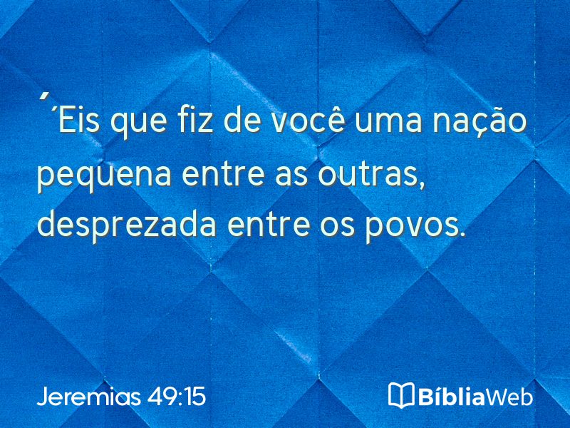 Jeremias 49:15 em imagem para compartilhar