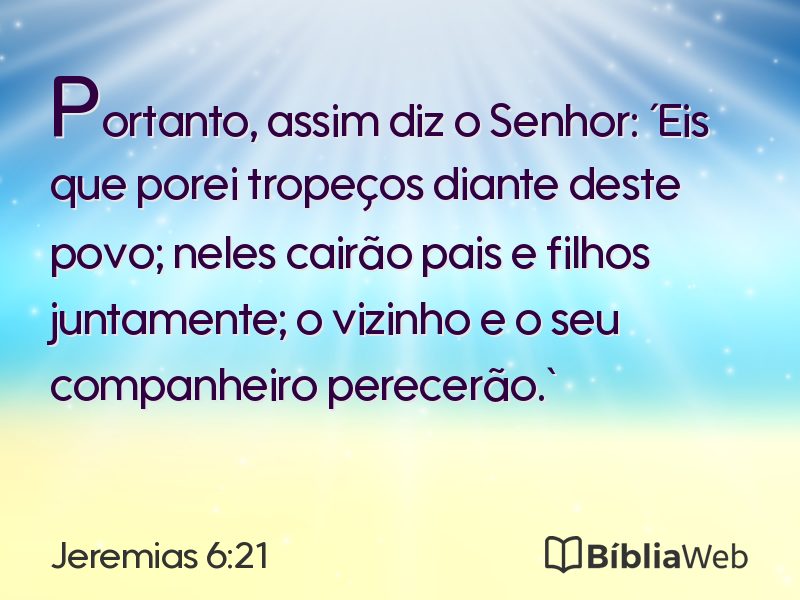 Jeremias 6:21 em imagem para compartilhar