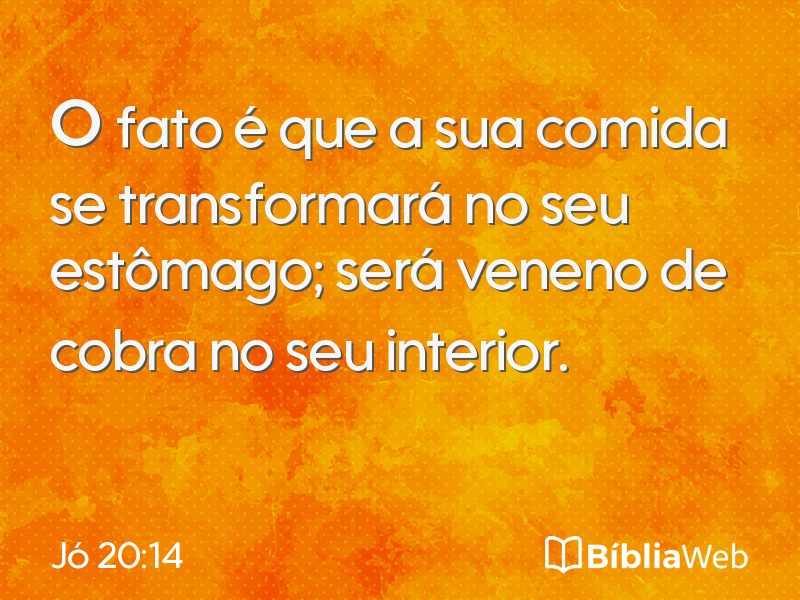 Jó 20:14 em imagem para compartilhar