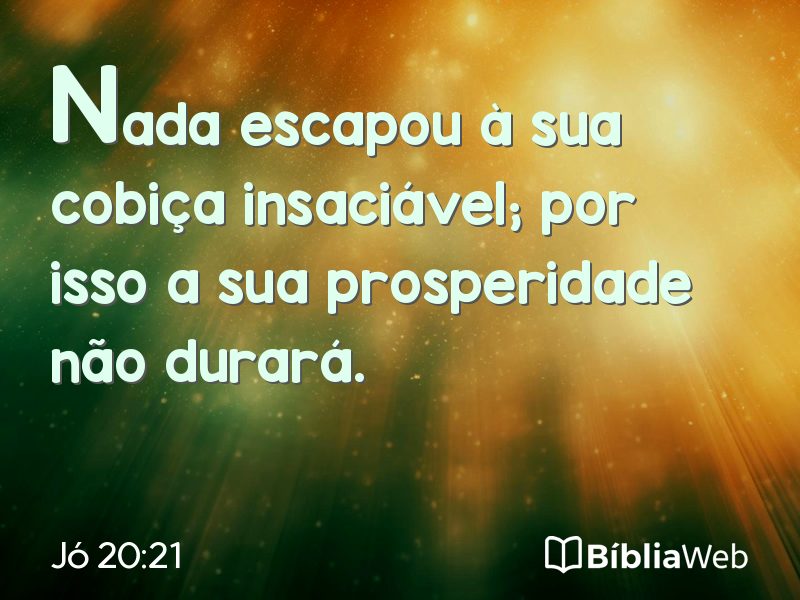 Jó 20:21 em imagem para compartilhar