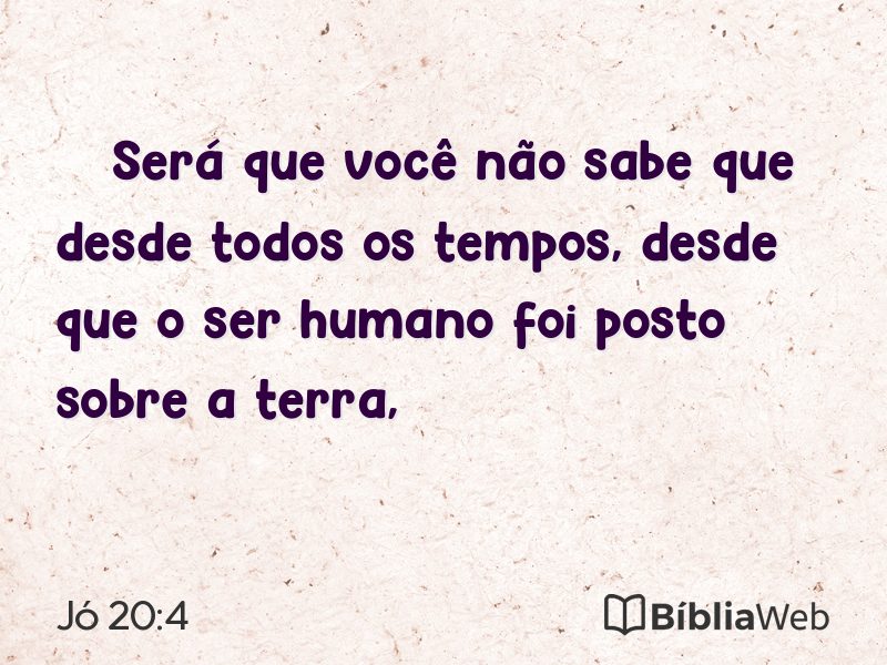 Jó 20:4 em imagem para compartilhar
