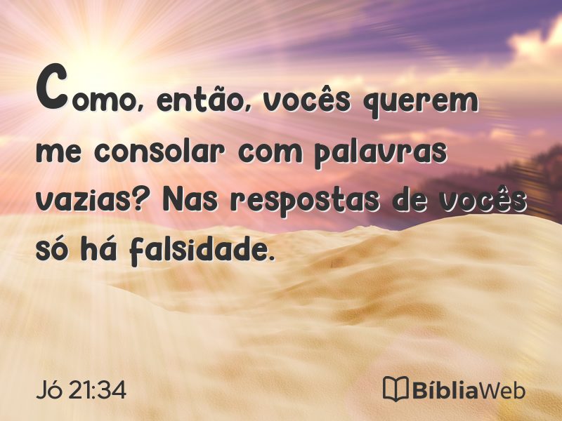 Jó 21:34 em imagem para compartilhar