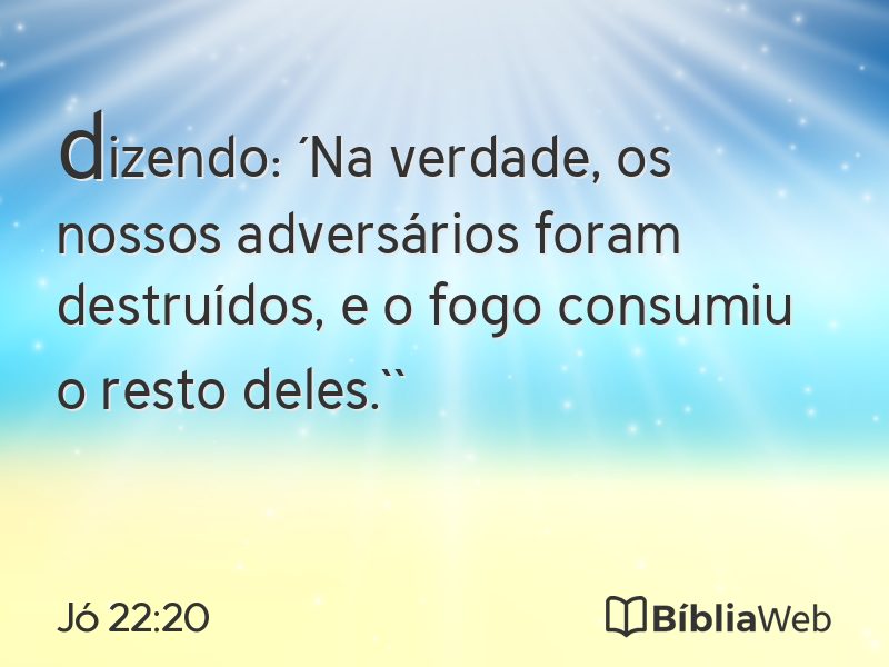 Jó 22:20 em imagem para compartilhar