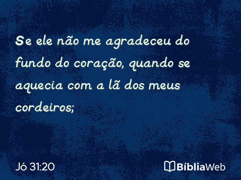 Jó 31:20 em imagem para compartilhar